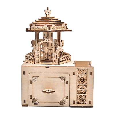 China Custom karussell explosion amazon play music box wooden toy wooden lively air party for sale