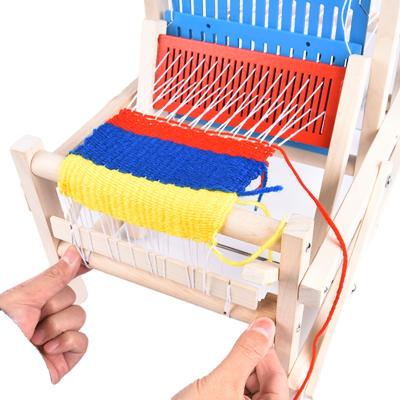 China Funny Educational Toy Hot Sale Montessori Customize Educational Wooden Knitting Machine Loom Weaving Loom Toys for sale