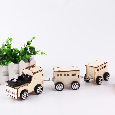 China Amazon Hot Selling Wooden Train Simple Assembly Electric Car Toys Model Set For Children for sale