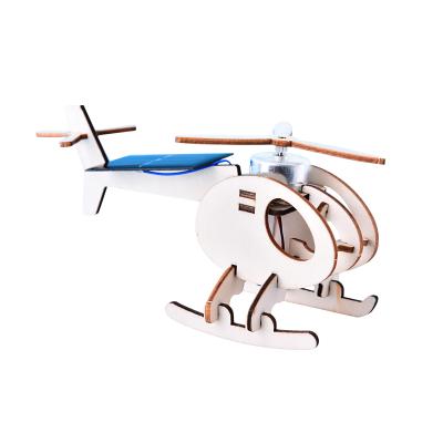 China Amazon Educational Wooden Hot Selling 3d Puzzle 3d Helicopter Model Kits Energy Wooden 3d Puzzle Solar Powered Toys for sale