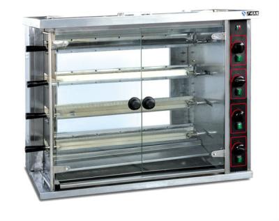 China Hotel 20 Pieces of Rotisserie Grill Chicken Gas Stainless Steel LPG Whole Chicken with 4 Rods for sale