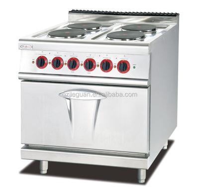 China Commercial Freestanding Electric Hotel Stainless Steel Hot Plate 4 Round Stove With Oven for sale