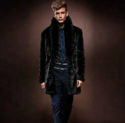 China Wholesale Men's Faux Fur Winter Long Sleeve Anti-Shrink Factory Lapel Long Coat for sale