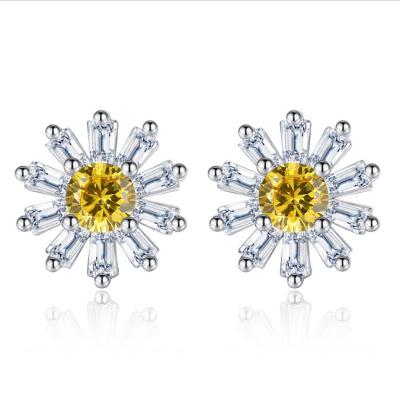 China 2019 New CLASSIC Zircon Stud Earrings For Women Beautiful Sunflower Earring Jewelry for sale