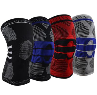 China Sports Workout Huanwei Anti-Slip Silicone Padded Springs Stays Sleeve Brace Nylon Compression Knee Pad for sale