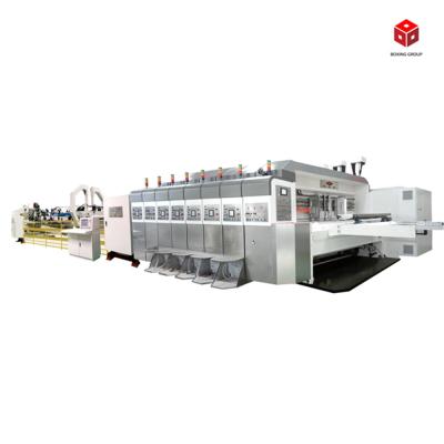 China 6 COLOR INLINE Printer Die Cutter Slotter Fold Gluer Enjector for corrugated carton box manufacturing for sale