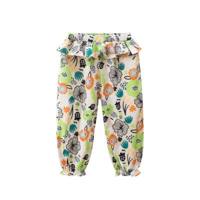 China QUICK DRY kids loose casual pants ruffle pants baby print beach pants color block print cotton kids ethnic clothing for sale