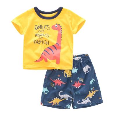 China 100% Breathable Cotton Cute Cartoon Printed Boys Pajamas Sleepwear Clothing Set Summer Shorts Sets Kids Wholesale Cheap Price for sale