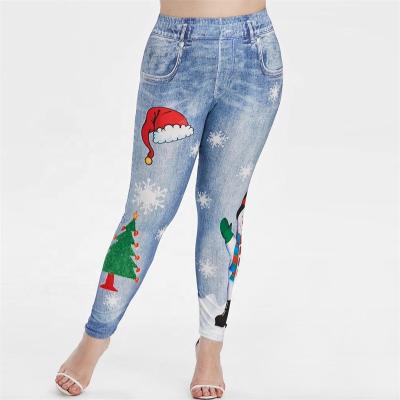 China QUICK DRY Sport Tracksuit Jean Printed Christmas Seamless Leggings Christmas Gaiters Women Pants WP001 for sale