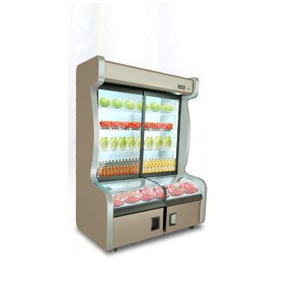 China Commercial Glass Display Freezer Cabinet Customized Three Temperature Vertical Mount Bottom Type Refrigerator Freezer for sale