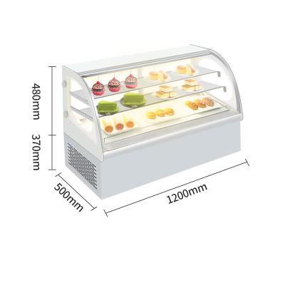 China High Temperature Curved Commercial Glass Island Cake Display Refrigerator Freezer Cake Display Cooler Cabinet for sale