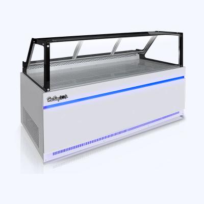 China Single-temperature Customized Commercial Open Top Counter Refrigerator For Deli / Supermarket Fish / Cold Food / Fresh Meat Display Curved Glass Showcase for sale