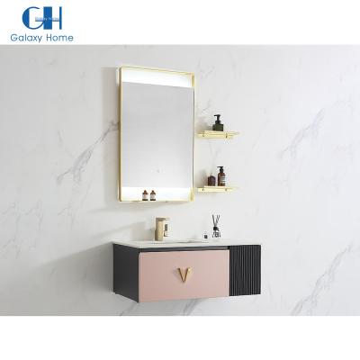 China Modern New Product Modern Single Sink Vanity Hung On The Wall Bathroom Cabinet With Mirror for sale