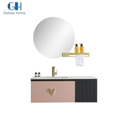 China Modern Good Quality LED Round Mirror Wall Hung Washroom Vanities With Drawer for sale