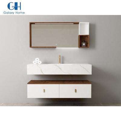 China Customizable modern white bathroom cabinet with vanity for sale