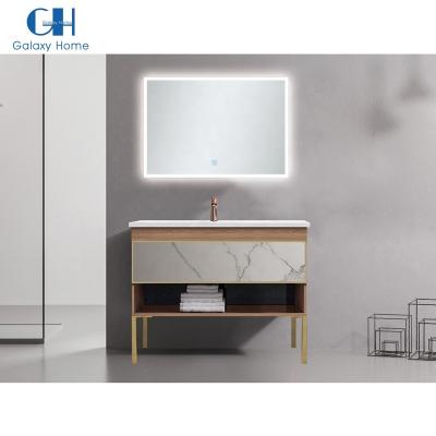 China Contemporary Hot Sale Wall Mounted White Bathroom Vanity With Led Mirror for sale