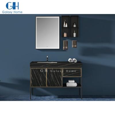 China New Arrival Modern Solid Wood Standing Saloran Waterproof Anti-corrosion Freestanding Bathroom Cabinet With Sink for sale