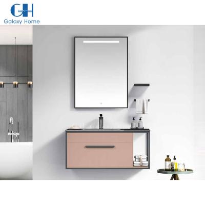 China Modern Premium Gray Washbasin Cabinet Wall Mounted Bathroom Cabinet Dresser With Mirror for sale