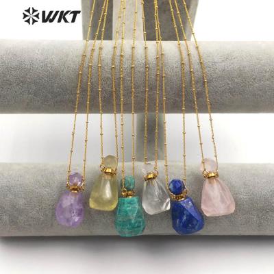 China Hot-sales WT-N1162 classic fashion gold classic necklace with perfume bottle real gold natural stone pendant necklace for sale