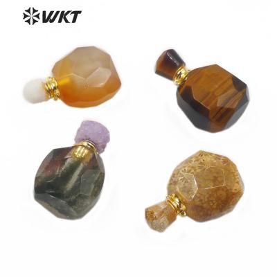 China New Design WT-P1484 Fashionable New Design Tiger Eye Red Agate Perfume Bottle Charm Natural Stone Pendant Elegant Jewelry for sale