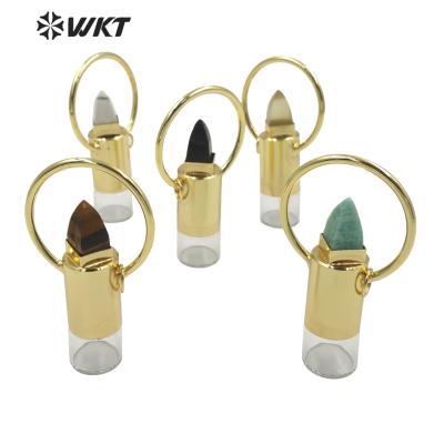 China WT-P1664 Wholesale Gold Gorgeous Fashion Natural Stone WKT Desk/Lip Shape Roll Perfume Bottle Pendant For Women Gift for sale