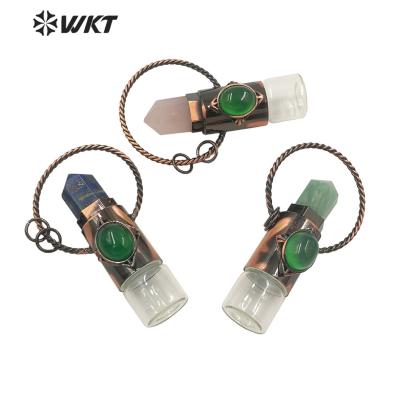 China Fashion New Vintage Quarry WT-P1684 Women's Desk / Antique Copper Plated With Natural Stone Perfume Bottle Pendant For Necklace for sale