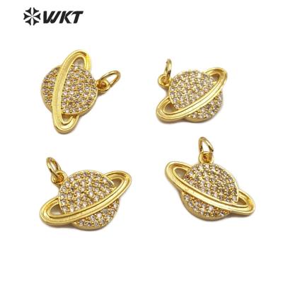 China MP125 Fashion Jewelry Small White CZ Universe Design Planet Stone Pendant With Gold Plated for sale