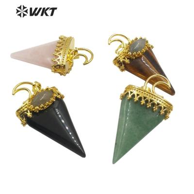 China Other Newest Fashion WT-P1497 Golden Triangle Frame Triangle Stone Pendant Stone Pendant Geometric Shape for sale