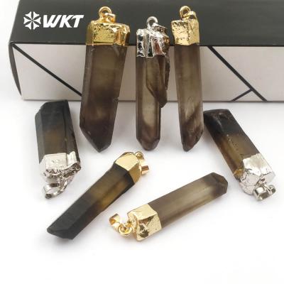 China Newest Healing WT-P740 Brass Raw Smoky Quartz Pendant, Fashion Gold Plated Raw Smoky Quartz Pendant for sale