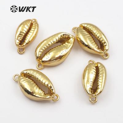 China Shell In Actions! Natural Whole Gold Plated 24k Cowrie Shell Connectors For Jewelry Making WT-JP001 for sale