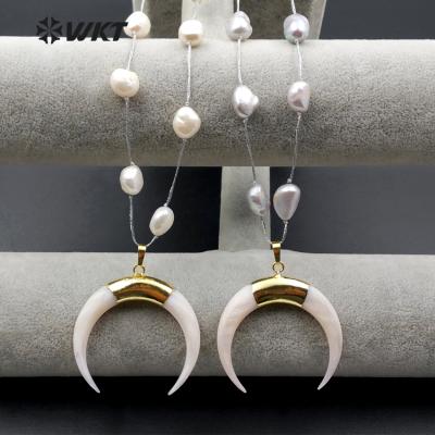 China Wholesale New Fashion Pearl Necklace Shape WT-N1056 WKT True Crescent Exquisite Shell Necklace for sale