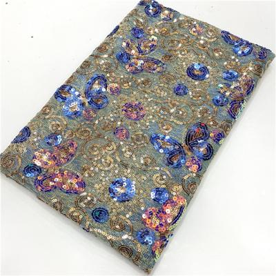 China Factory viable wholesale 2021 summer new sequin pp thread fabric polyester children's clothing retro parent-child dress sequin fabric for sale