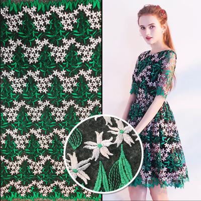 China Wrinkle Resistant In Stock Multicolors Customized Embroidery Fabric Flower Mesh Lace Fabric for sale