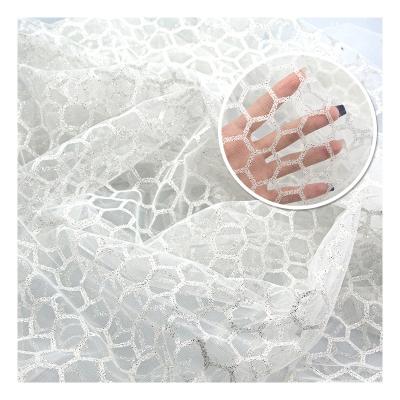 China Organic mesh tan and silver plating pattern mesh children's clothing apparel women's dress mesh bridal glitter lace fabric for sale