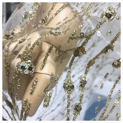 China Other African Crystal Tulle Dress Sparkle Fabric Cut In Lace Trim For Fabric Lace Fabric Sparkle for sale