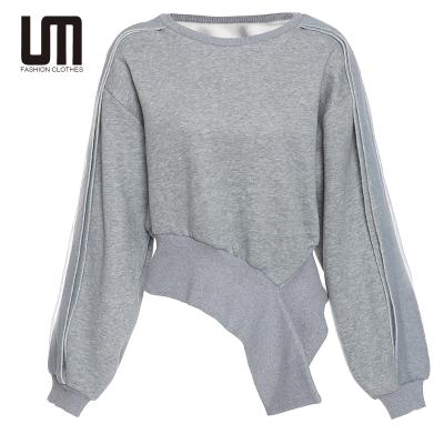 China Liu Ming 2022 Women's Long Sleeve Anti-pilling Loose Sweatshirt High Quality Casual Asymmetrical Edge Pullover for sale