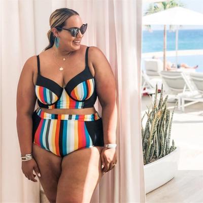 China 2021 new fat women fashion breathable slit style plus size fat bikini 5XL swimwear for sale