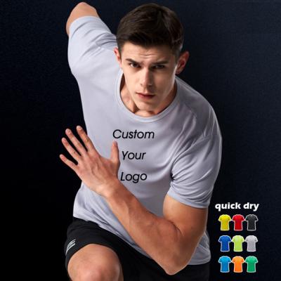 China Cheap Mens White Anti-Wrinkle Gym Gym Dry Fit T-shirt Superdry Short Sleeve T-shirt Designer Sport Print Logo 100% Custom Fitness T-shirt for sale