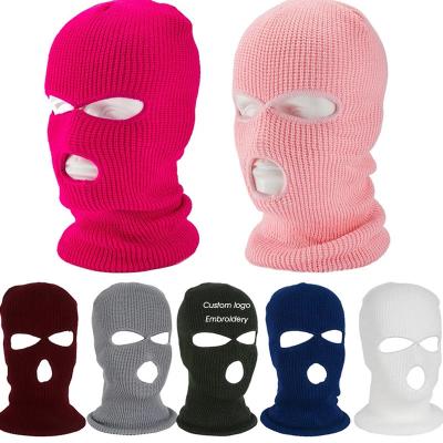 China 2020 Neon Pink Custom Knitted Ski MaskHot Sale Ski Mask Balaclava Face Mask Balaclava Embroidery 3 Hole Balaclava COMMON for sale