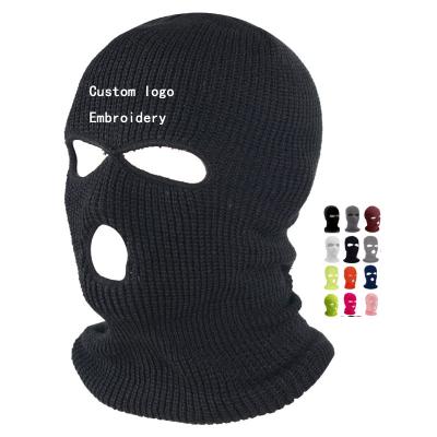 China COMMON Wholesale 100% Acrylic Winter Cycling Balaclava Knitted Filter Full Face Cover 3 Holes Ski Mask for sale