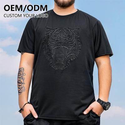 China fashionable Anti-wrinkle embossed logo t-shirts printing cotton t-shirts custom 3d mens embossed round neck t-shirt for sale