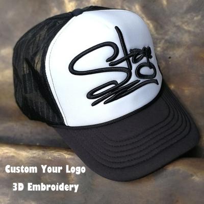 China breathable & Waterproof Mens Cheap Custom 5 Mesh Panel Trucker Hat, Applique Embroidered Patch Gorras Trucker Hats for sale