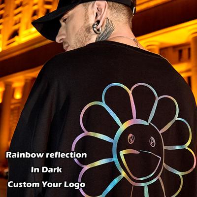 China Wholesale Custom Anti-Wrinkle Rainbow Simple Custom Print 100% Cotton Blank T-shirt Reflective Logo Plus Size Men's Reflection T-Shirts for sale