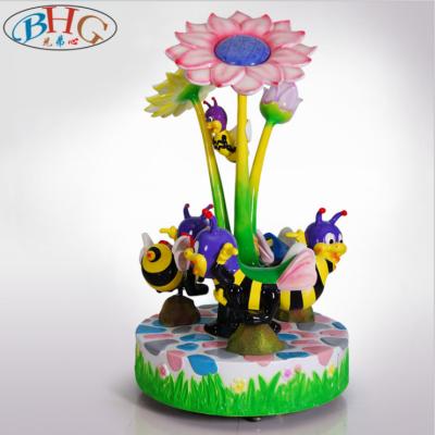 China Metal playground equipment kiddie ride merry go small round carousel 3 players bee carousel horse for sale for sale