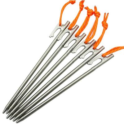 China Tent Accessories Metal Picnic Tent Tool Canopy Nail 8*300 Mm Outdoor Titanium Tent Peg for sale