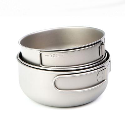 China Portable Titanium Kitchen Tableware Collapsible Collapsible Round Shaped Food Bowl For Outdoor Camping BBQ for sale