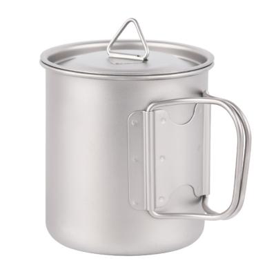 China Outdoor Camping Activity Using Pot Cup Titanium Material 500ml Coffee Mug Cooking Pot For Camping With Lid for sale