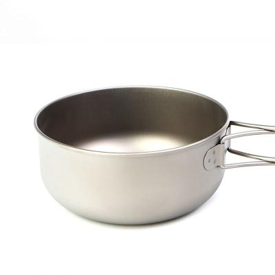 China Ultralight Camping Pot Bowl Titanium Metal 400ml Rising Picnic Food Cooking Bowls For Outdoor BBQ for sale