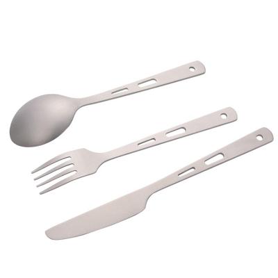 China Eco-friendly 3pcs Tableware Accessories Spoon Knife Fork Titanium Spoon Cutlery Set For Outdoor Camping for sale