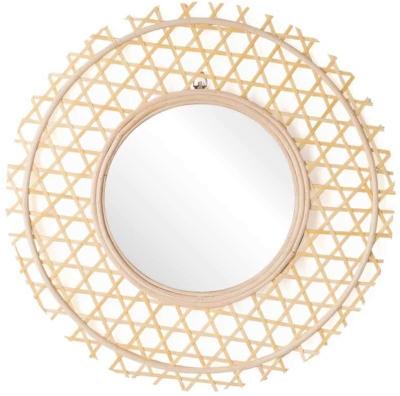 China Wholesale Modern Luxury Wall Mirror Hanging Rattan Frame Unique Handmade Decorative Mirrors for sale